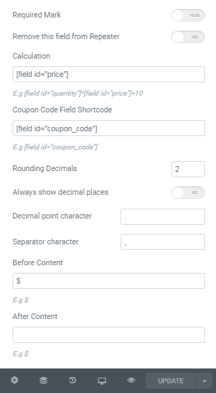 coupon code field setting in PAFE