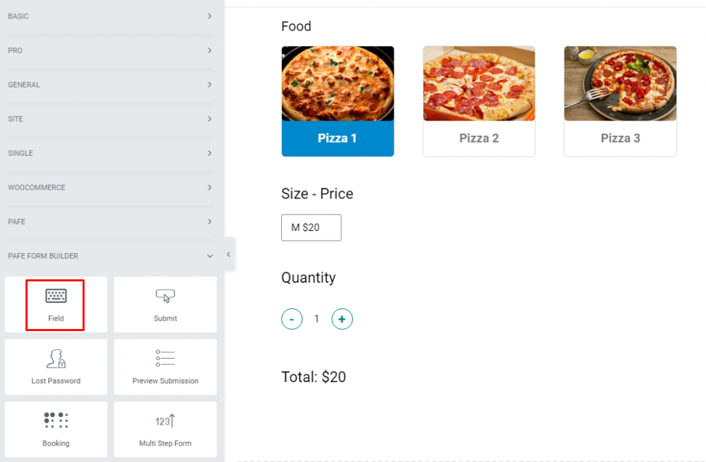 Calculated field for elementor