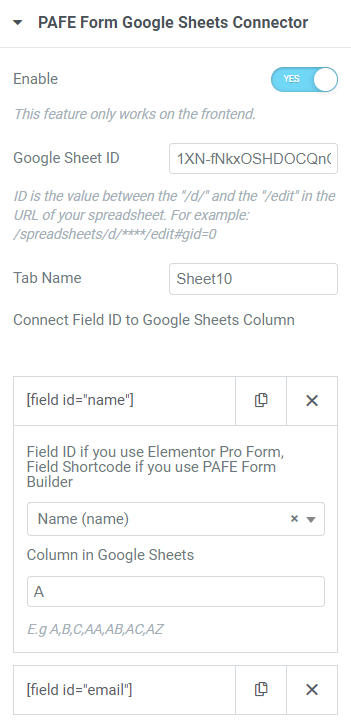 google sheets integration