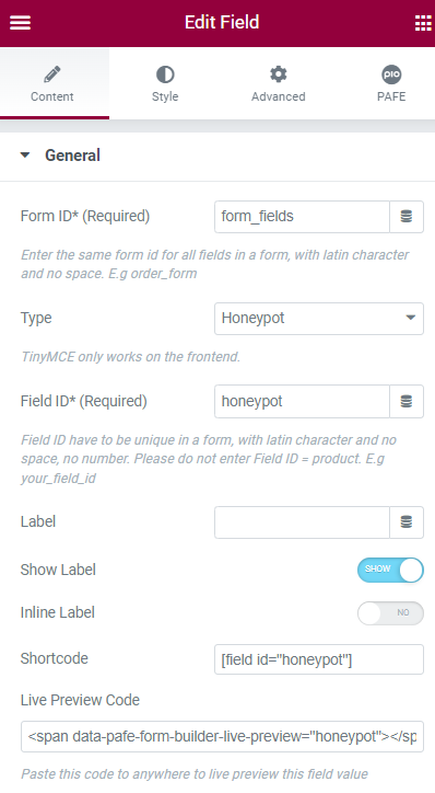 honeypot-field-for-elementor