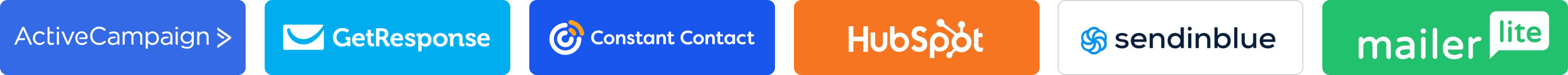 integrations with Piotnet addons for elementor: active campaign, getresponse, constant contact, hubspot, sendinblue, mailerlite